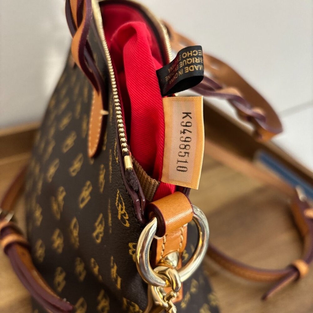 Dooney & Bourke Blakely Brown Signature Logo Small Celeste Satchel - Picture 10 of 11